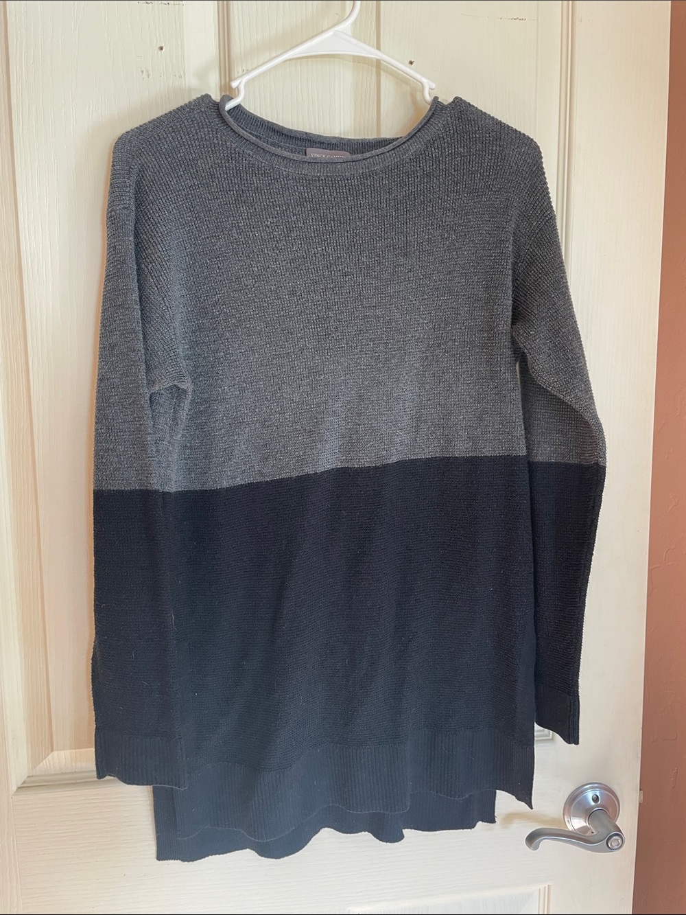 Vince Camuto Two-Tone Knit Tunic in Gray and Black